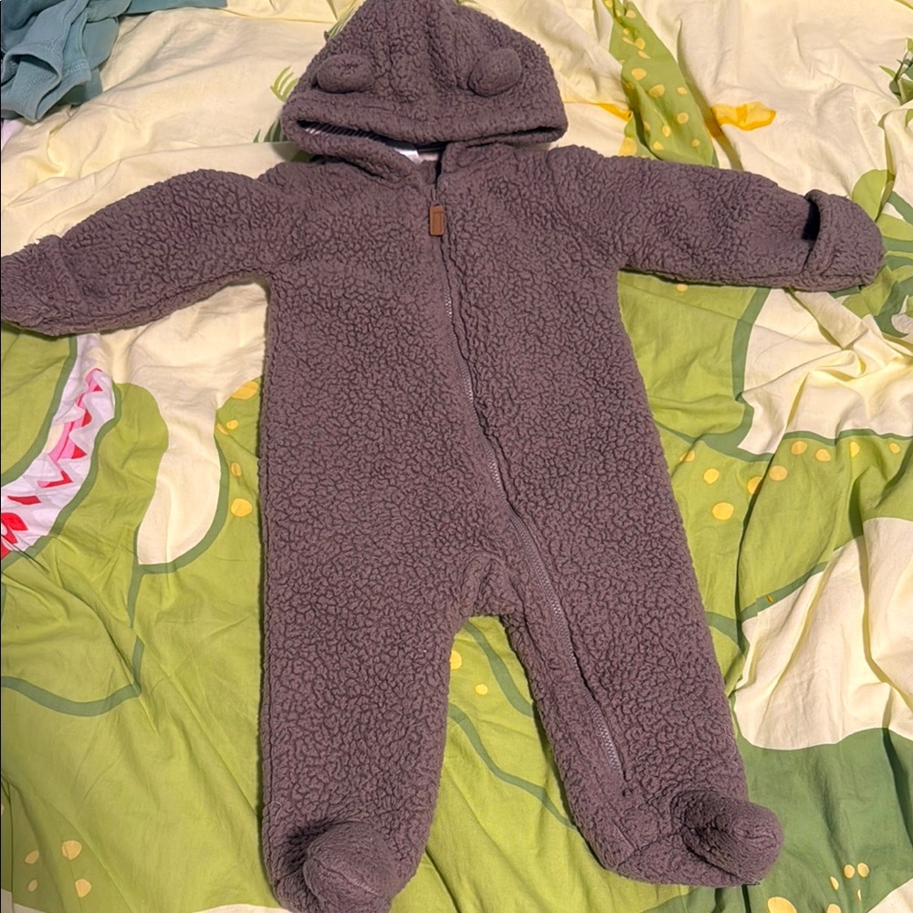 Winter Cozy Brown Fleece Kids One Piece